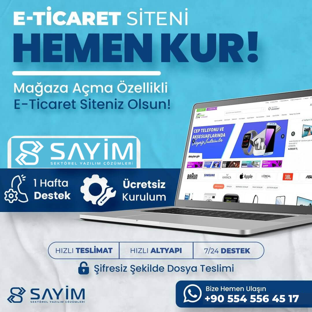 Sayim v2 E-Ticaret Yazılımı <br>(Mağaza Açma Özellikli c2c)